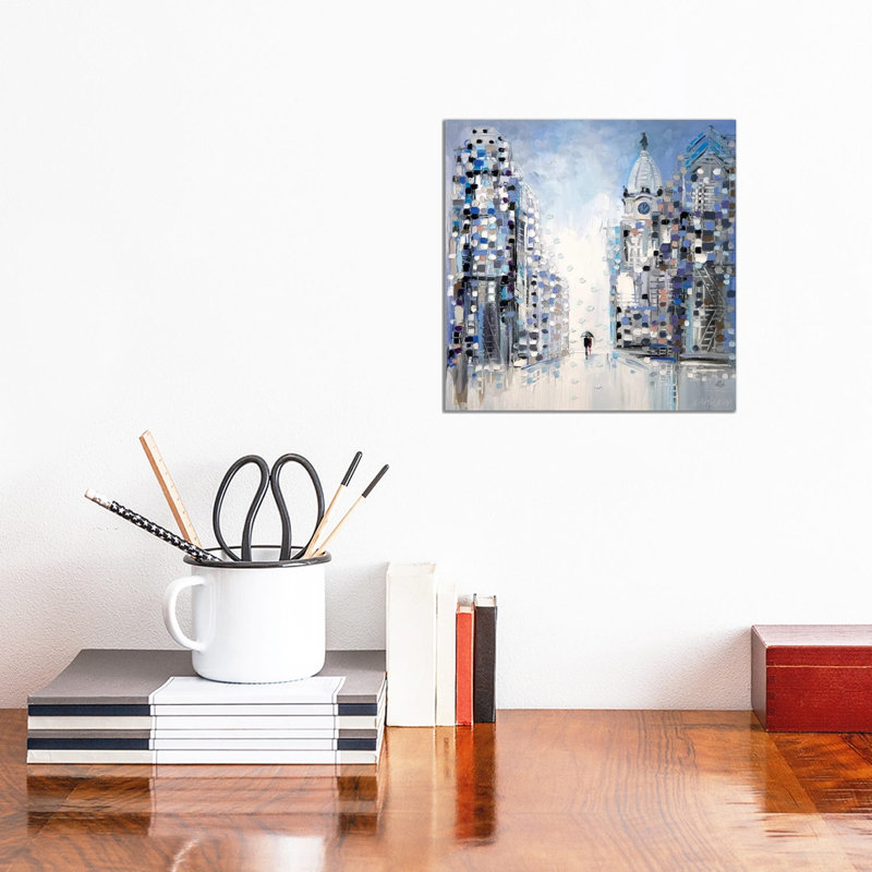 Rainy Walk In Philadelphia by Ekaterina Ermilkina - Wrapped Canvas Gallery-Wrapped Canvas Giclée, 30.48 cm H x 30.48 cm W