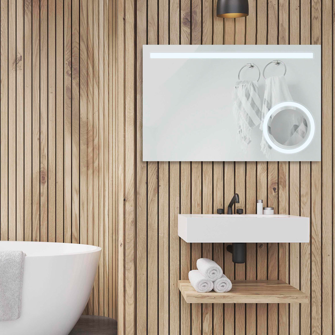 Wall-mounted 36"x 24" LED Mirror with Built-in Magnifying Mirror and Defogger Orren Ellis