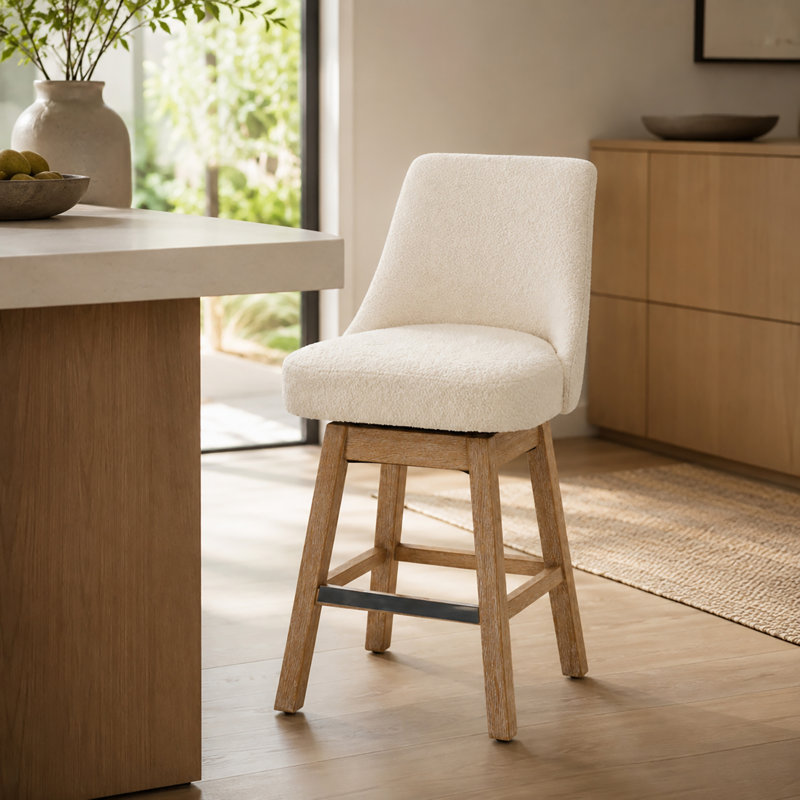 Ensemble de 2 tabourets pivotants 360 °, Beige, Beige