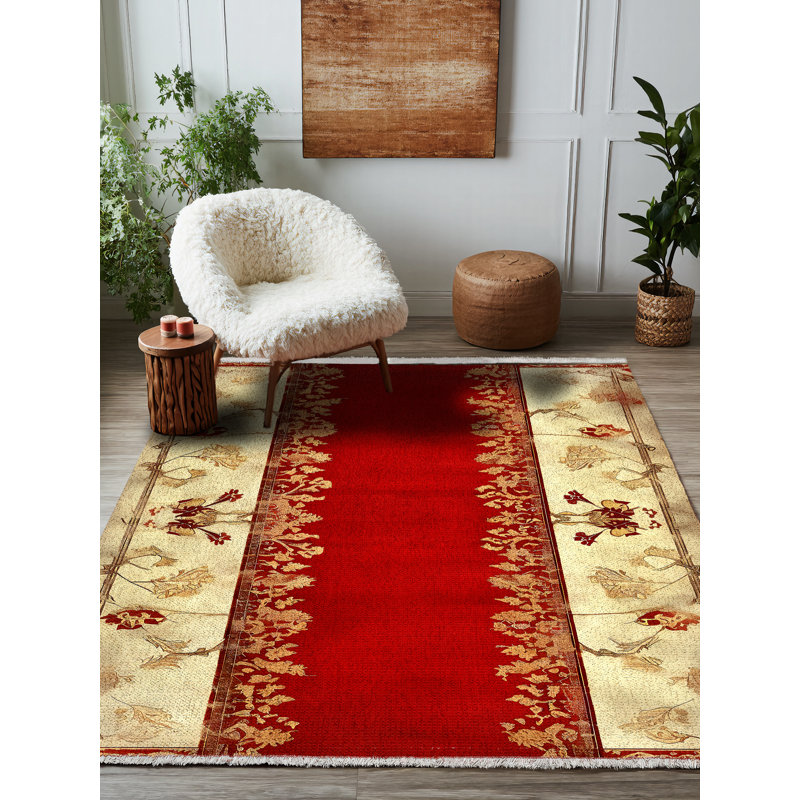 Tapis oriental en coton et polyester beige Susan, Rond 3 pi 4 po