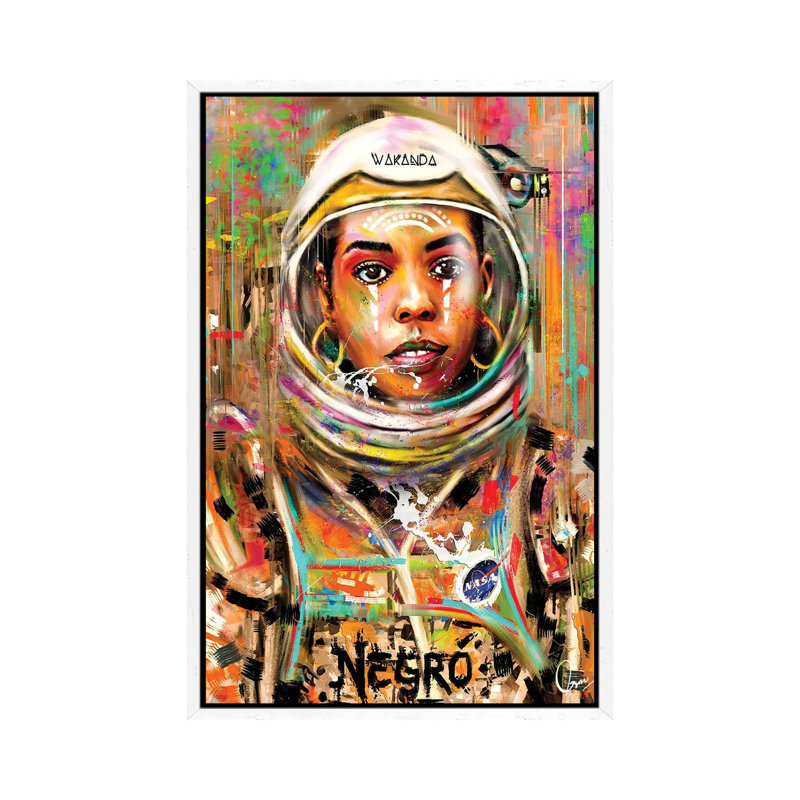 Space Negro by Crixtover Edwin - Wrapped Canvas Print, 66.04 cm H x 45.72 cm W, White Framed