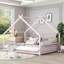 Lit plateforme House pour chambre d'enfant, maisonnette fonctionnelle en métal massif rose classique