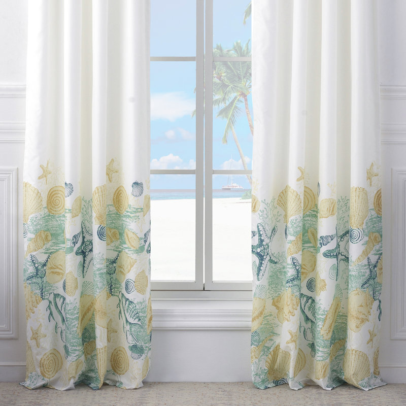 Grand Bahama White Polyester Nautical Window Curtain Panels