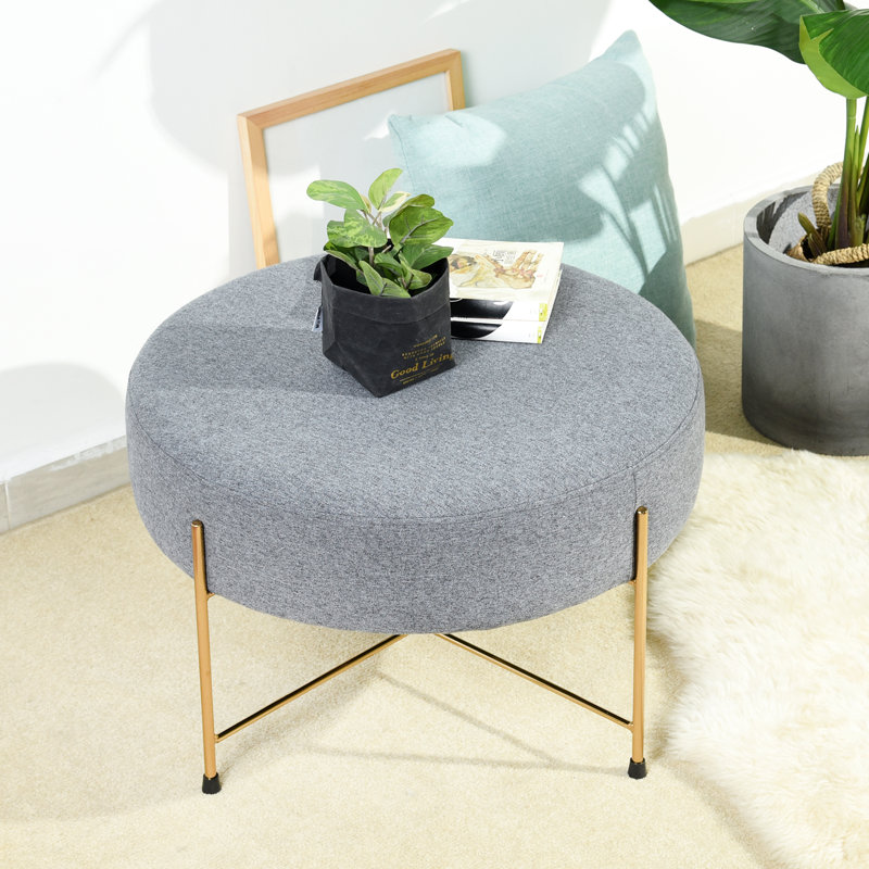 Devencove 60cm Wide Round Cocktail Ottoman, Grey