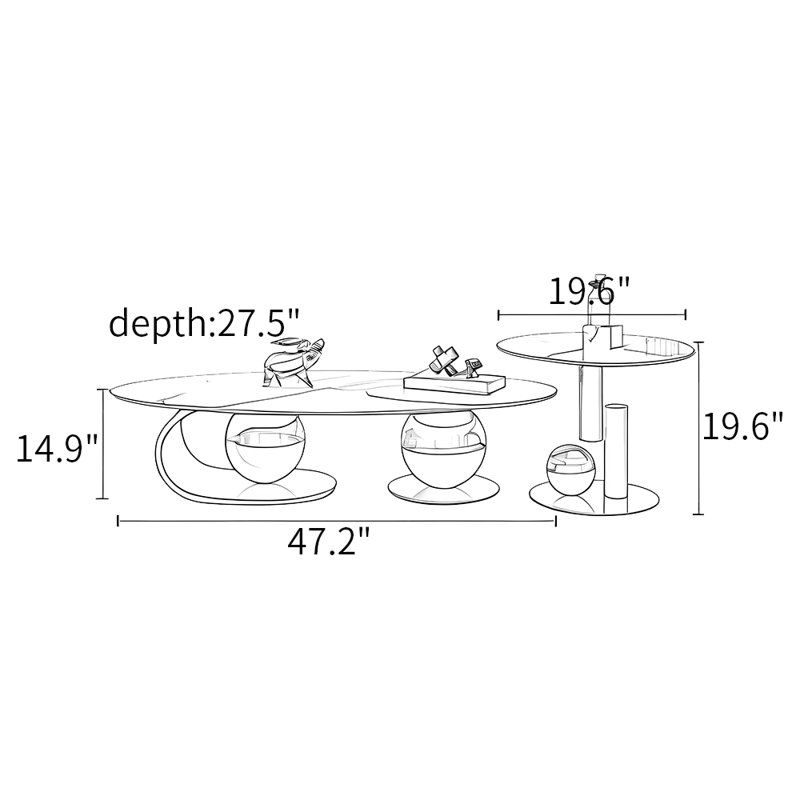 Dawes, 14.9" H x 47.2" L x 27.5" W, Gray
