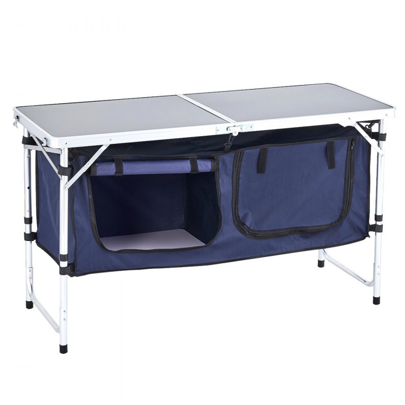 Rectangular Outdoor Camping Table , 119.4cm W 49cm D, Blue/White