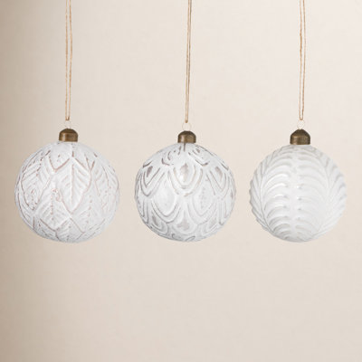 Aldiana 3 Piece Patterned Ball Ornament Set