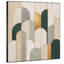 Très grand imprimé mural d'art en tissu - Motif d'arche géométrique avec panneaux or et sauge pour le salon ou la chambre à coucher - «Assemblage requis du cadre (cadre non fini)»-129758853