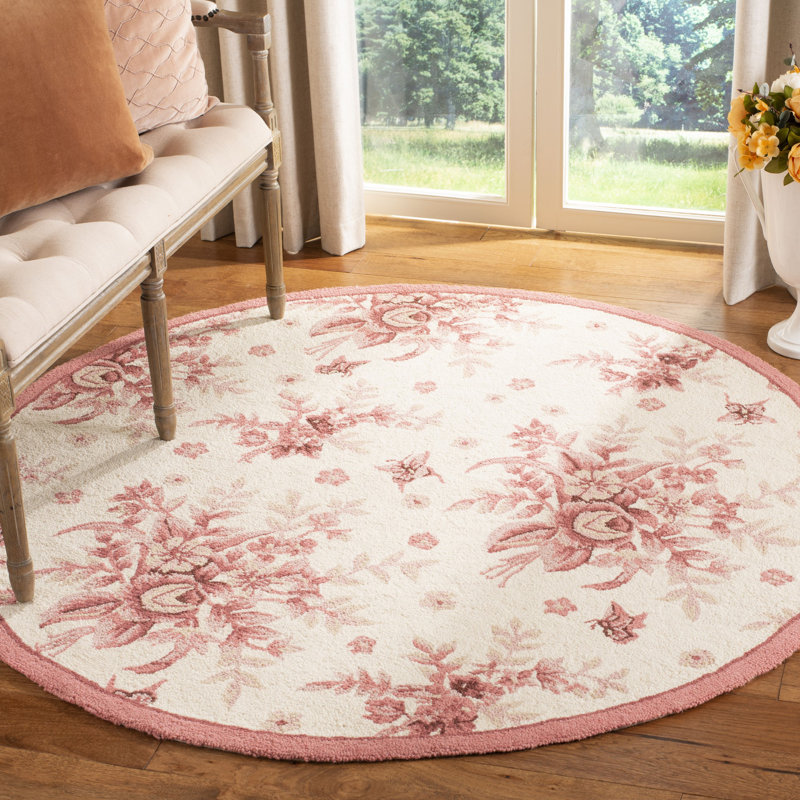Tapis floral en laine crocheté à la main Jonsson, Rond 4 pi