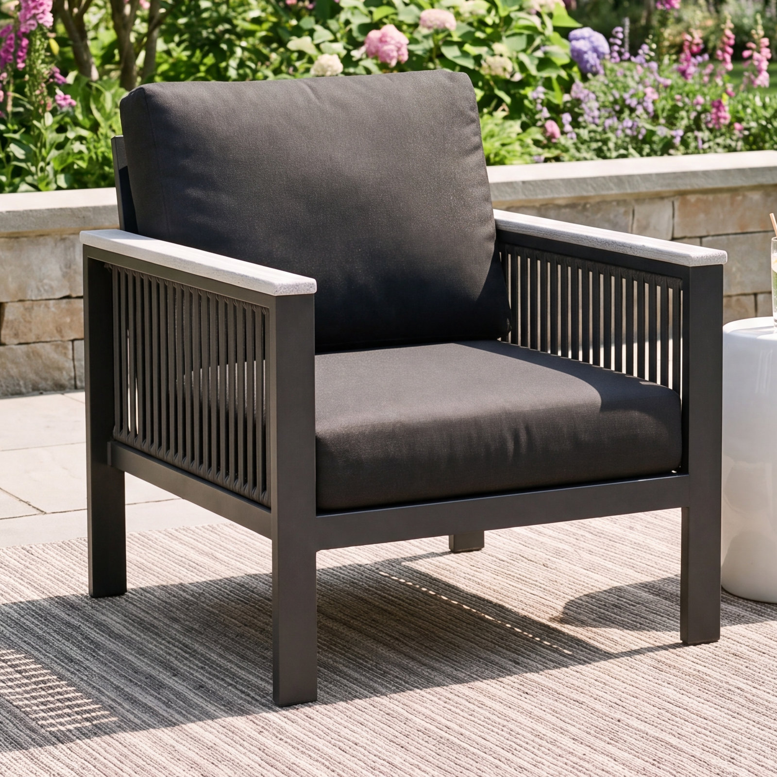 Townsend Sunbrella® Patio Lounge Chair, Canvas Black Sunbrella® Canvas