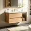 Ensemble de meuble-lavabo simple 36 po avec lavabo en céramique Latrey, 2 armoires en bois naturel