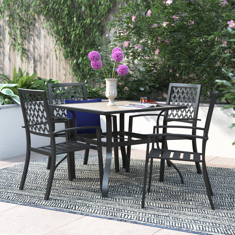 Leonard 4 - Person Patio Dining Set with Square Table , Cushions Included
