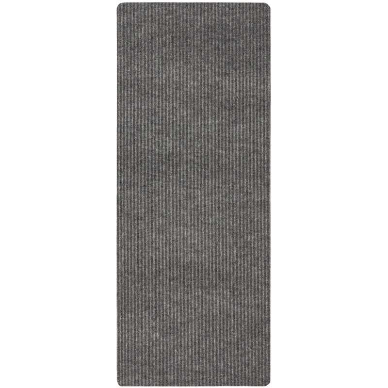Double Play Ribbed Low Pile Moisture Absorbant Stain/Fade Resistant Non-Slip Indoor/Outdoor Doormat, 24" x 60", Sky Gray