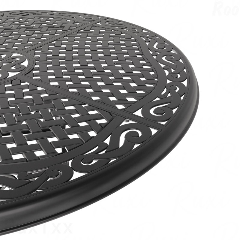 Ensemble de salle à manger 7 pièces en fonte d'aluminium toutes saisons comprenant 6 chaises pivotantes et une table ronde de 48,03 po avec structure noire
