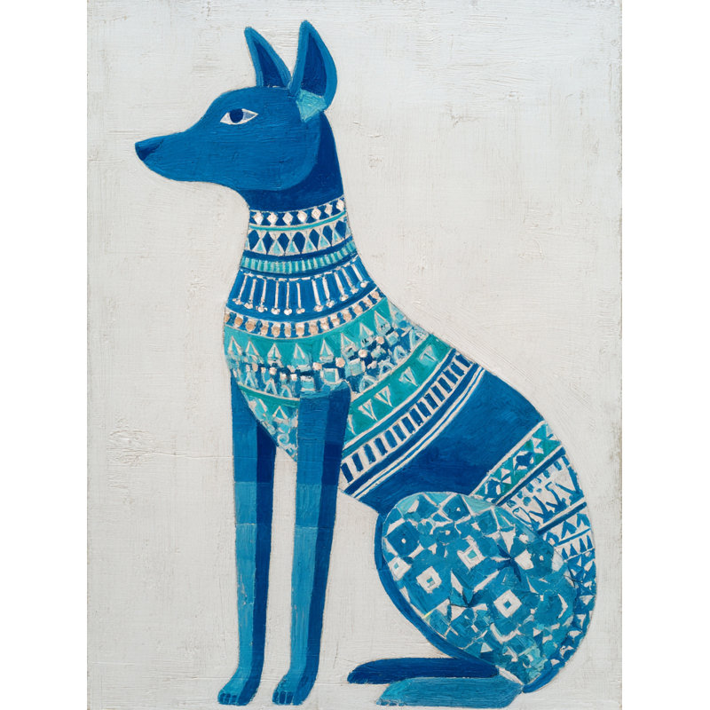 Patterned Blue Dog Wrapped Canvas Wall Art