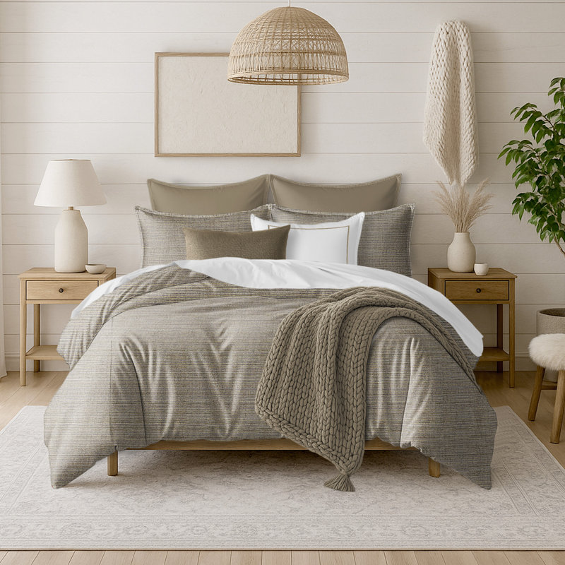 Ensemble d'édredon et de 2 taies décoratives Marigold Frost, Édredon pour grand lit + 2 taies décoratives pou