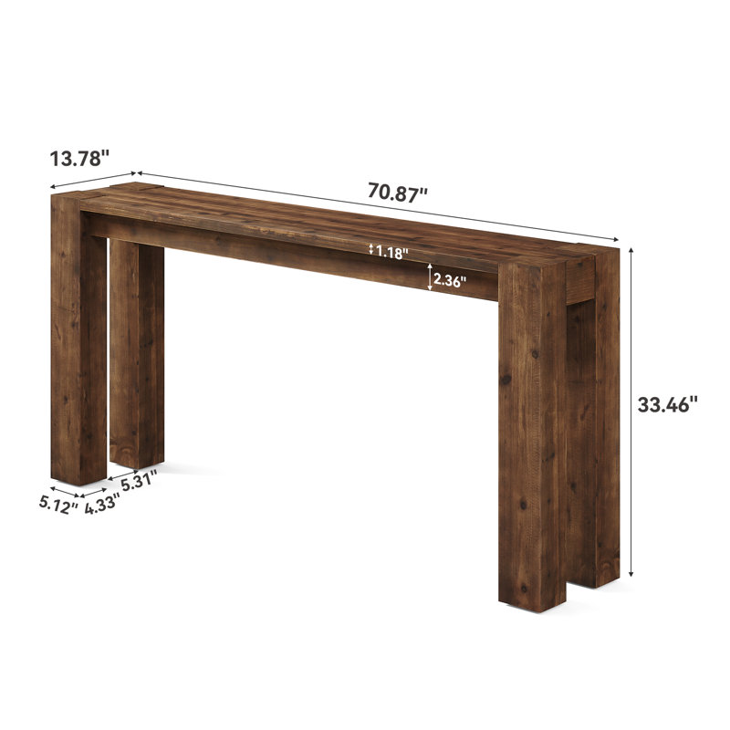 180cm Solid Wood Console Table, Brown