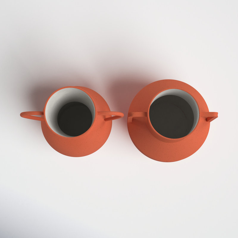 Irina 2 Piece Red Metal Table Vase Set