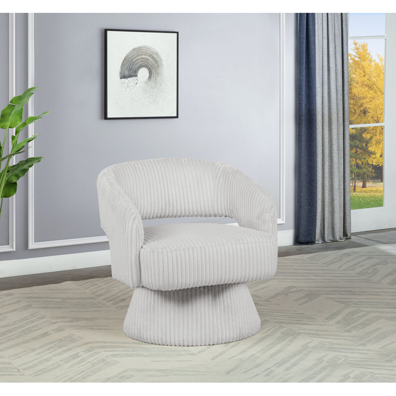 Fauteuil demi-tonneau rembourré pivotant, Velours gris clair