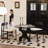 Black Round Solid Wood Dining table-713647940