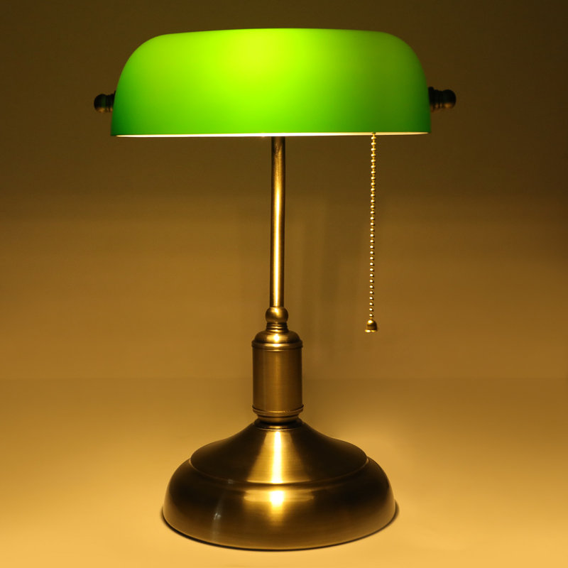 Carlesha 15'' Lamp, Nickel, Green