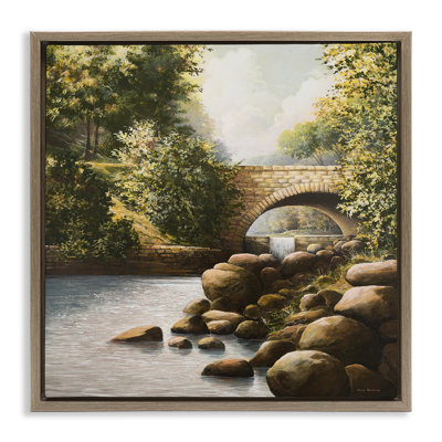Grant Park Bridge over River Brown Framed Floater Canvas Wall Art, design by BRUCE NAWROCKE