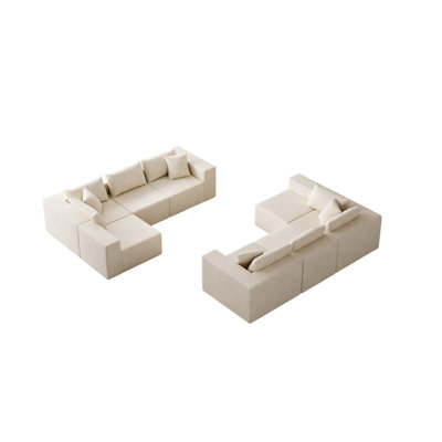 Corduroy Modular Couch Luxury Sectional Sofa 8 Pieces Free Combination