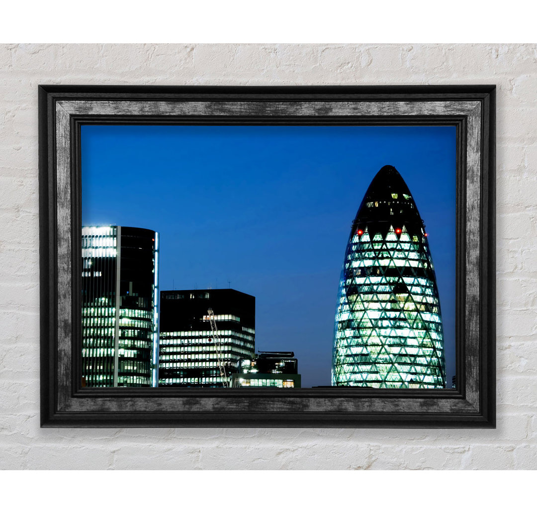 London Gherkin Night Lights - Bilderrahmen Kunstdrucke