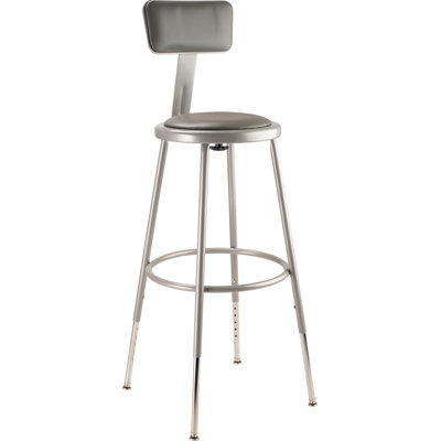 Backed Adjustable Height Ergonomic Lab Stool with Footring