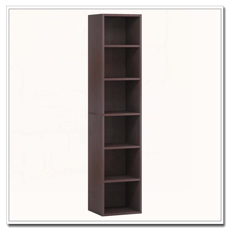 6-Tier Narrow Corner Cube Bookcase Storage For Living Room, Office, Bedroom, Cherry