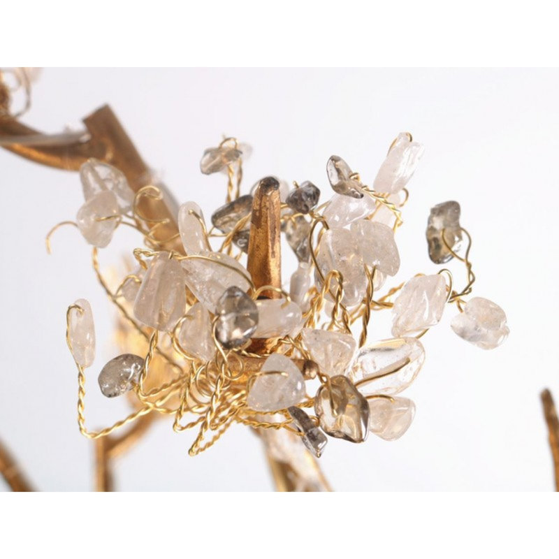 Light Sputnik Modern Linear Brandolini Branch Chandelier, Burnished Brass, 28" H x 126" W x 36" D, Amber