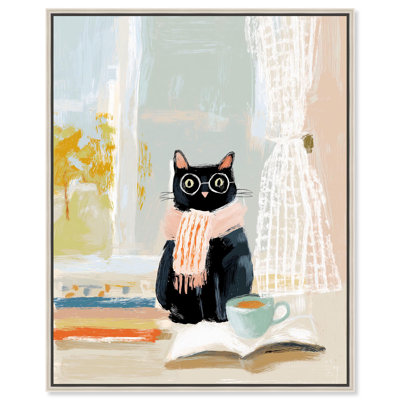 Reproduction d'art sur toile lecture chat par Art Remedy