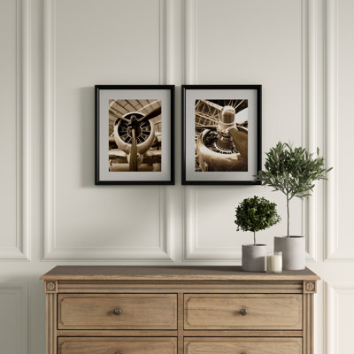 «Airplane Engine», ensemble de 2 reproductions de photos encadrées