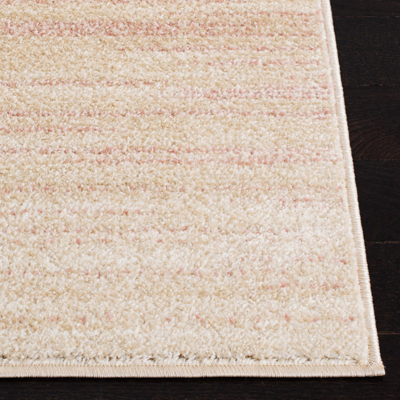 Adirondack Pink and Ivory 6' Square Synthetic Area Rug