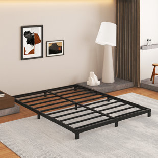 LowBed Frame - Heavy Duty Metal -Bed Frame In Matte Heavy Duty With Steel Slats, Easy Assembly, Noise-Free, Non-Slip, No Box Spring Needed