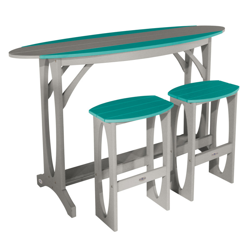 Shoreline 3-Piece Bar Height Balcony Set, Cove Gray/Seaglass Blue