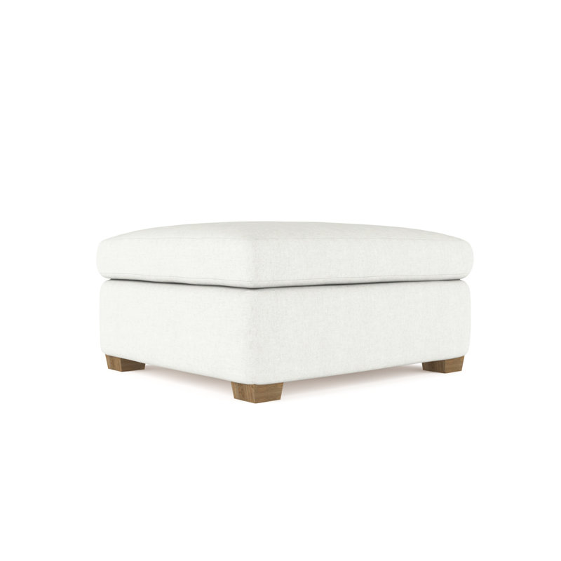 Rivington Ottoman, Plush Velvet Oyster, Weathered
