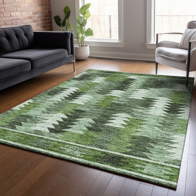 Tapis intérieur / extérieur en polyester tissé à la machine Malchow Southwestern, Rectangle de 10 pi x 14 pi