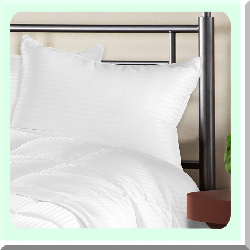 Luxury Cloud Pillow Set - Plush Microfiber Fill, Medium Support for Back, Stomach, and Side Sleepers - Striped White - 2 Pack