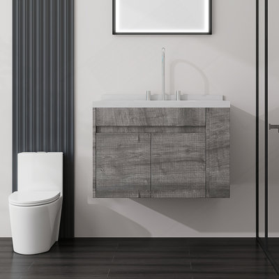 Meuble-lavabo flottant avec porte à fermeture douce