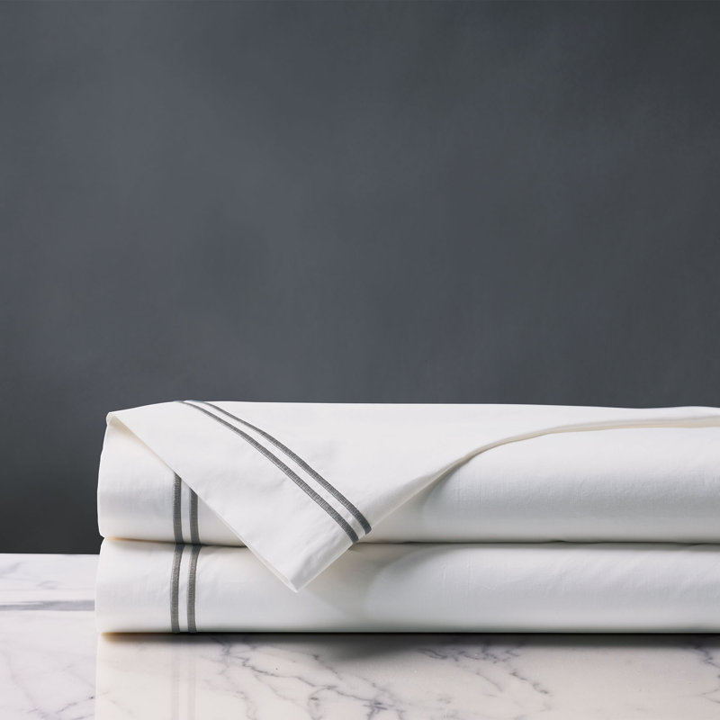 Enzo 100% Cotton Percale Flat Sheet, Dove, Twin Flat Sheet