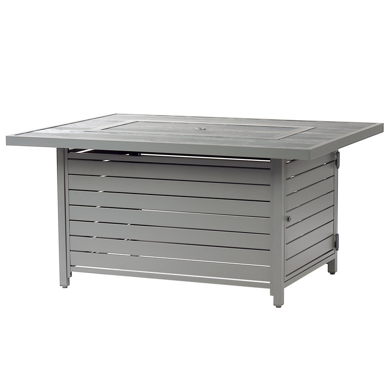 Topanga rectangulaire 48 po X 36 po Table foyer au propane en aluminium, perles de verre, deux couvercles, couvercle, 55 000 BTU au fini brun