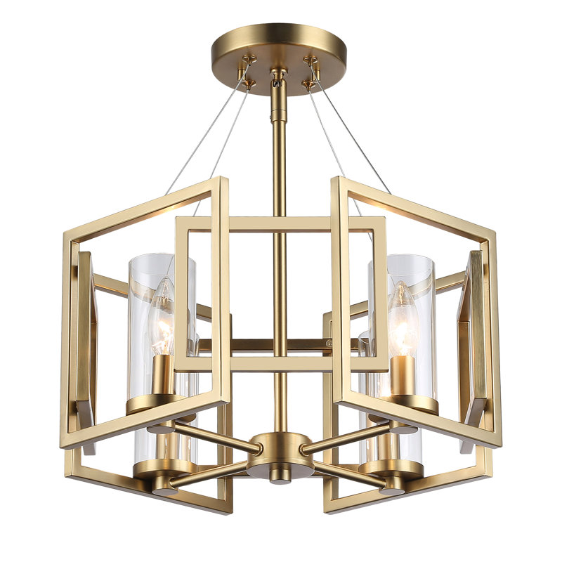 Marco 4-Light Semi-Flush in Brushed Champagne Bronze with Clear Glass