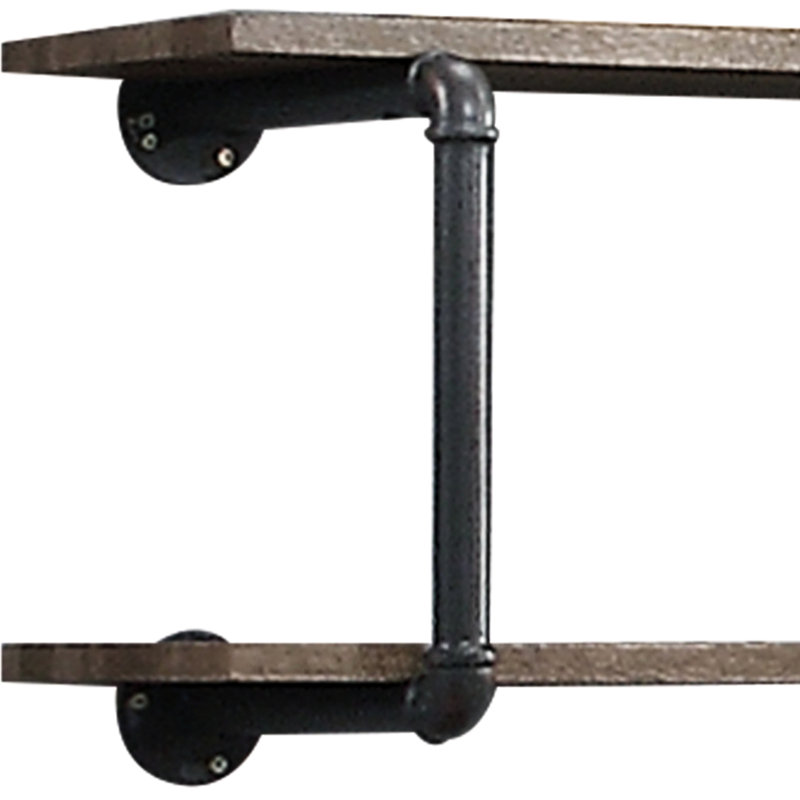 Étagère murale en chêne antique et gris sable - Design, optimisation de l'espace, structure en tubes métalliques, mélange de matériaux chic, installation facile, polyvalente pour la décoration intérieure, rangement et présentation, cadre, style, simple