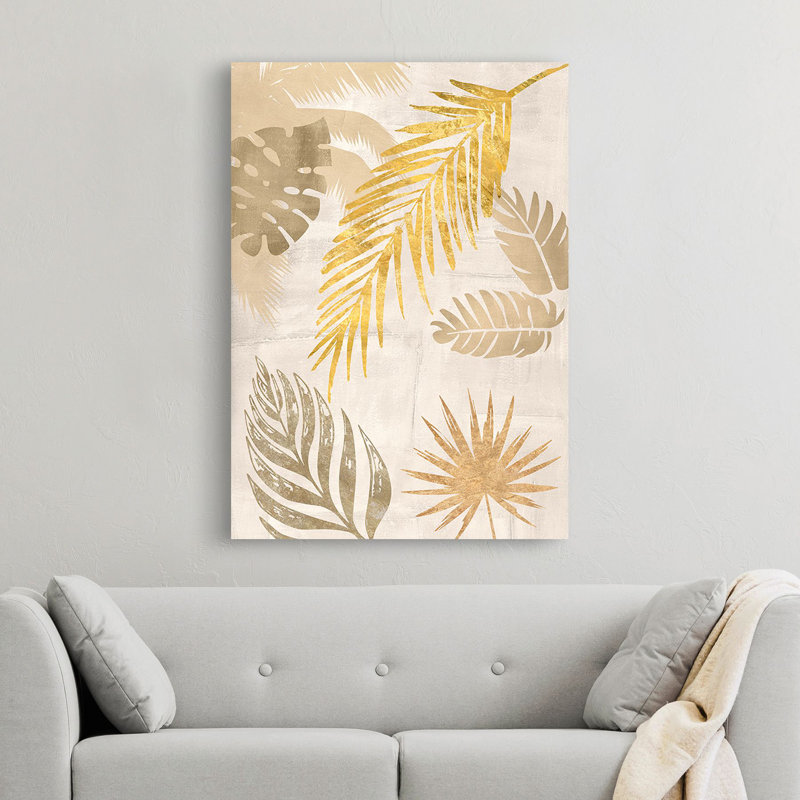 Palm Leaves Gold I by Eve C. Grant - Wrapped Canvas Painting, 70cm H x 50cm W x 4cm D