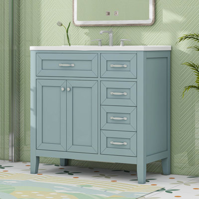 36" Bathroom Vanity With Sink Combo, Drawers
