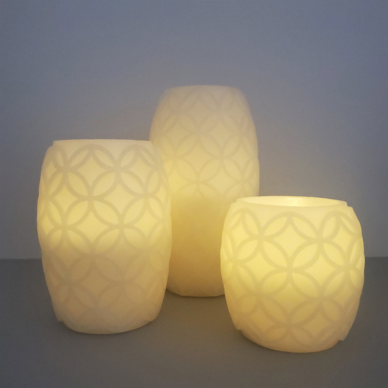 3 Piece Battery Operated Textured Wax LED Candles