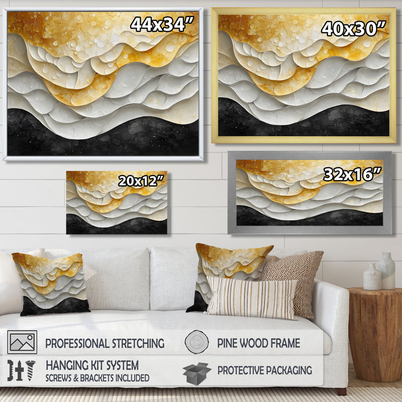 Nyjee - Abstract Large Wall Decor, H 12 po x l 20 po, Cadre flottant, Brun