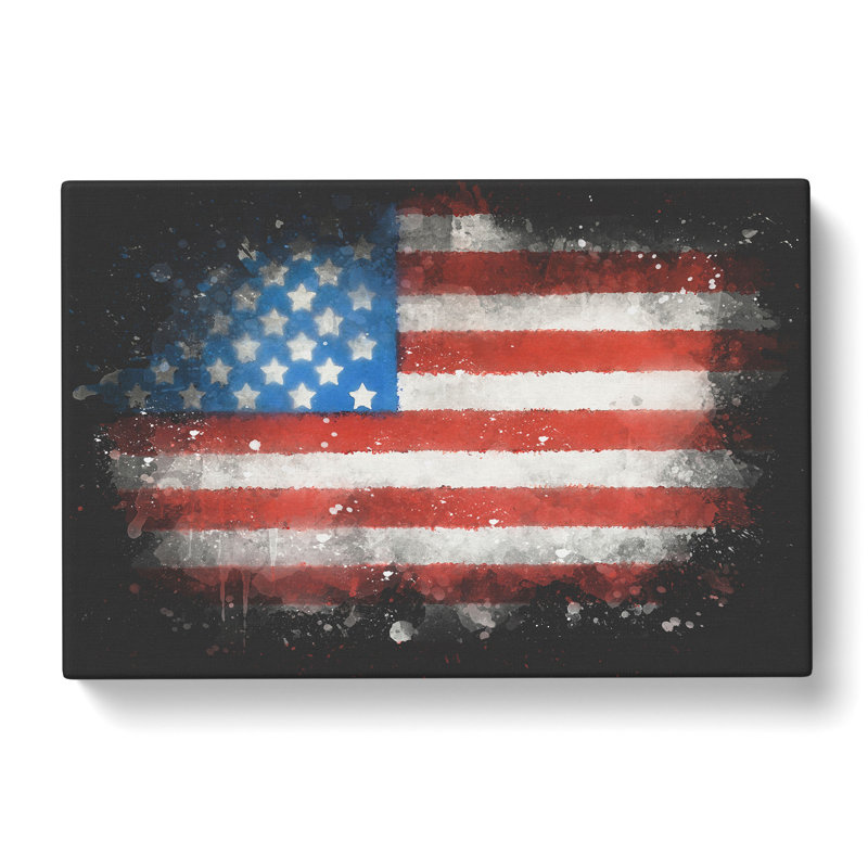 Painted American Flag - Wrapped Canvas, 40cm H x 60cm W x 3cm D