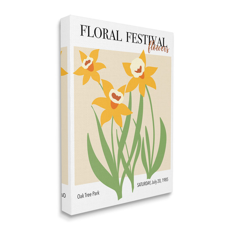 «Retro Daffodil Festival», art mural sur toile par Regina Moore, H 20 po x l 16 po